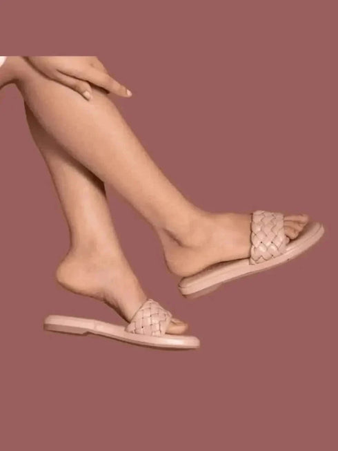 Womens Braided Peach Flats